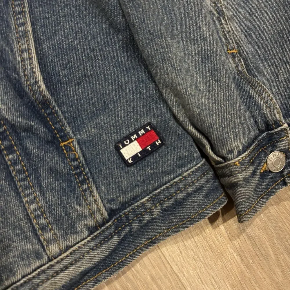 Kith Tommy Hilfiger Denim Jean Jacket Mens S Big Flag Blue Authentic Embroidered